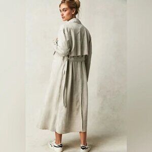 081 Free People X Blank Nyc Vegan Suede Trench Iced Chai Khaki Tan NWT Size XS